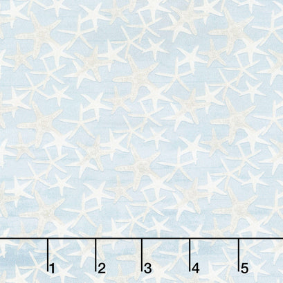 Sea Whispers Star Fish Allover - Light Blue Yardage