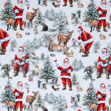 Woodland Whispers - Santa's Woodland Allover White Yardage