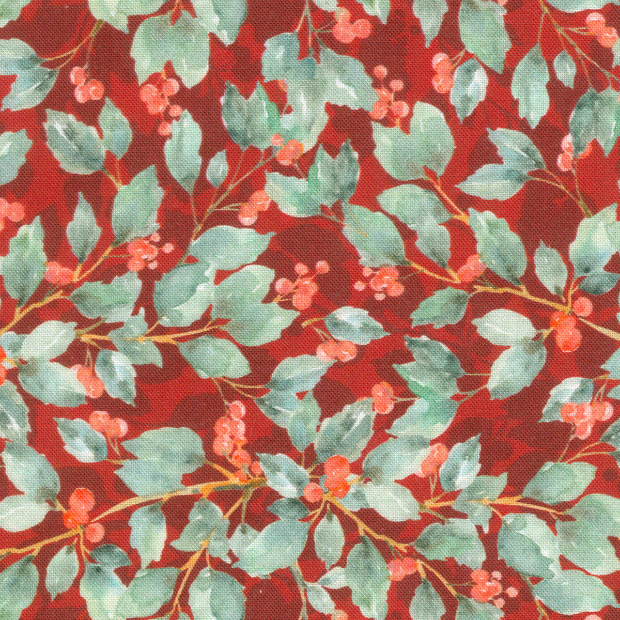 Woodland Whispers - Berry Vines Dark Red Yardage