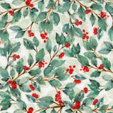 Woodland Whispers - Berry Vines White Avocado Yardage