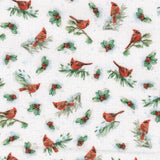 Woodland Whispers - Cardinal Allover White Yardage