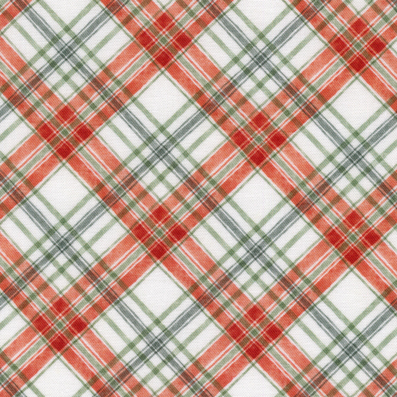 Woodland Whispers - Christmas Plaid White Multi Yardage