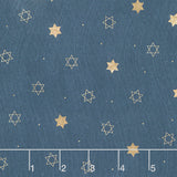 Hanukkah Lights - Tiny Star of David Toss Navy Gold Yardage
