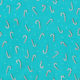 Nutcracker Whimsy - Candy Cane Toss Teal Yardage