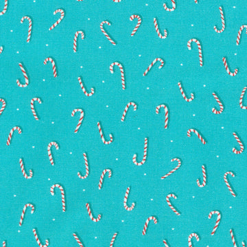 Nutcracker Whimsy - Candy Cane Toss Teal Yardage