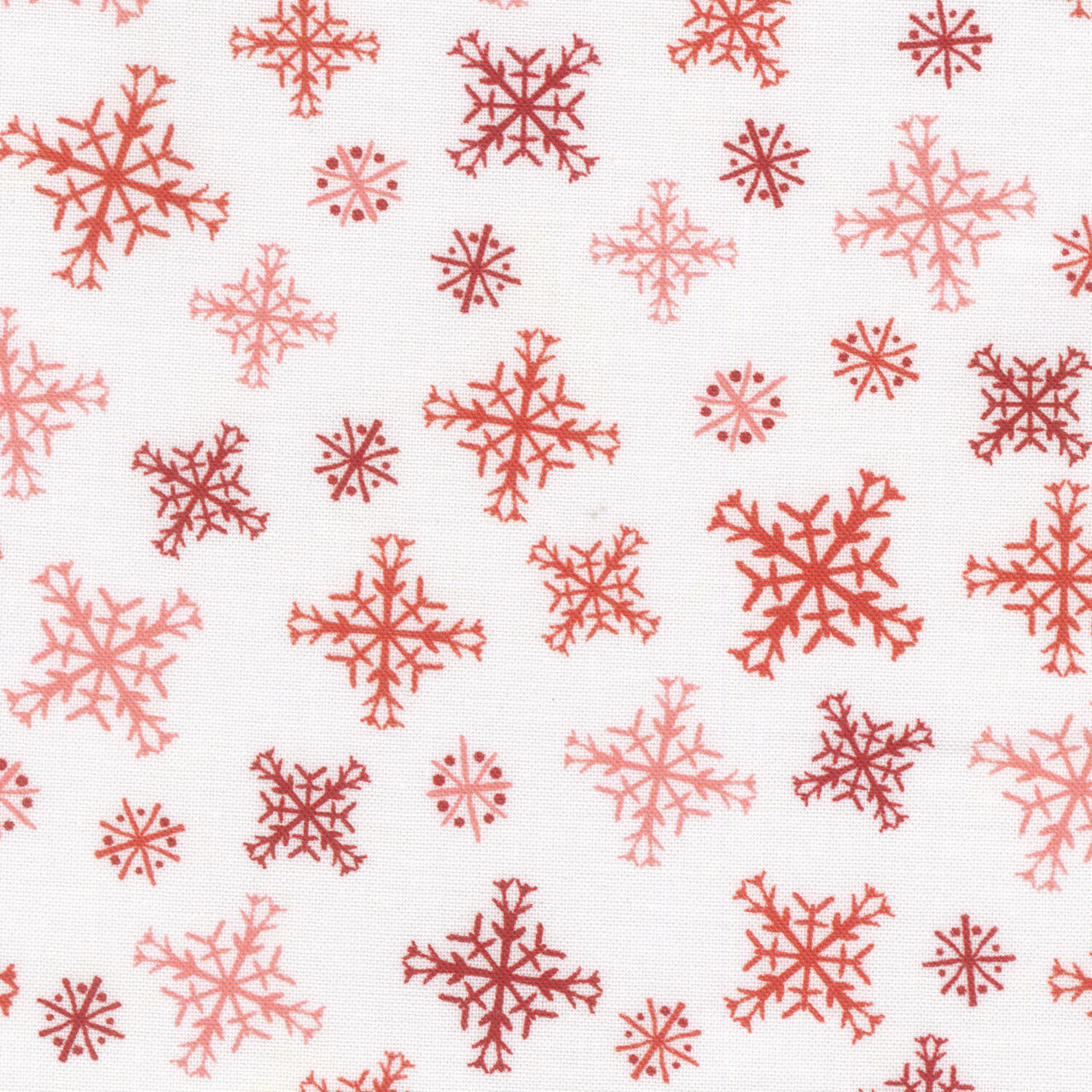 Nutcracker Whimsy - Snowflake Toss White Red Yardage