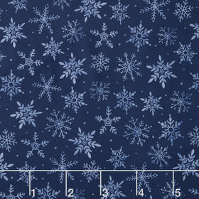 First Frost - First Snowfall Allover Dark Blue 108" Wide Backing
