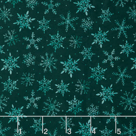 First Frost - First Snowfall Allover Dark Green 108" Wide Backing