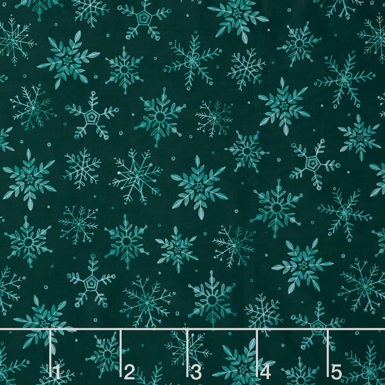 First Frost - First Snowfall Allover Dark Green 108" Wide Backing