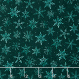 First Frost - First Snowfall Allover Dark Green 108" Wide Backing