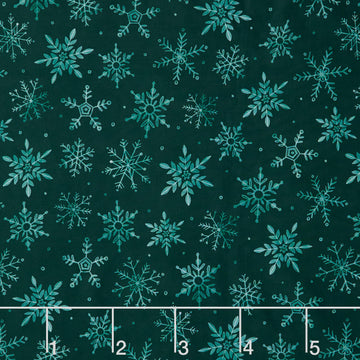 First Frost - First Snowfall Allover Dark Green 108" Wide Backing