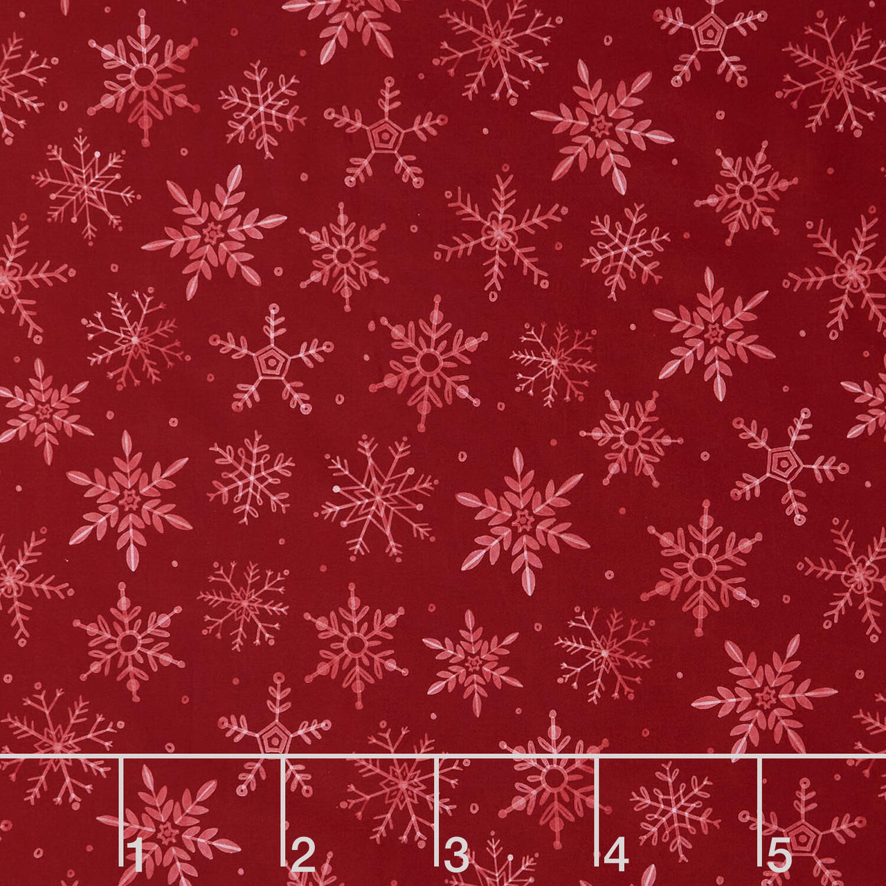 First Frost - First Snowfall Allover Dark Red 108" Wide Backing