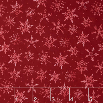 First Frost - First Snowfall Allover Dark Red 108" Wide Backing