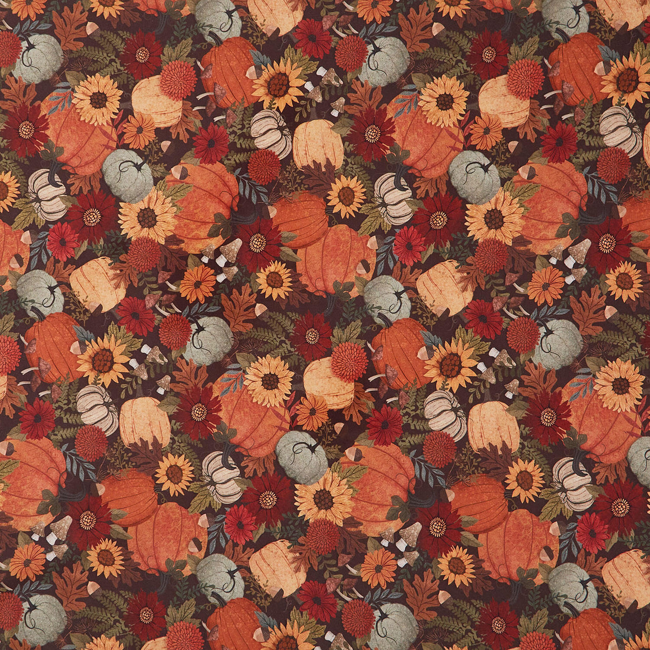 Autumn Homestead - Packed Pumpkins Brown Multi Yardage