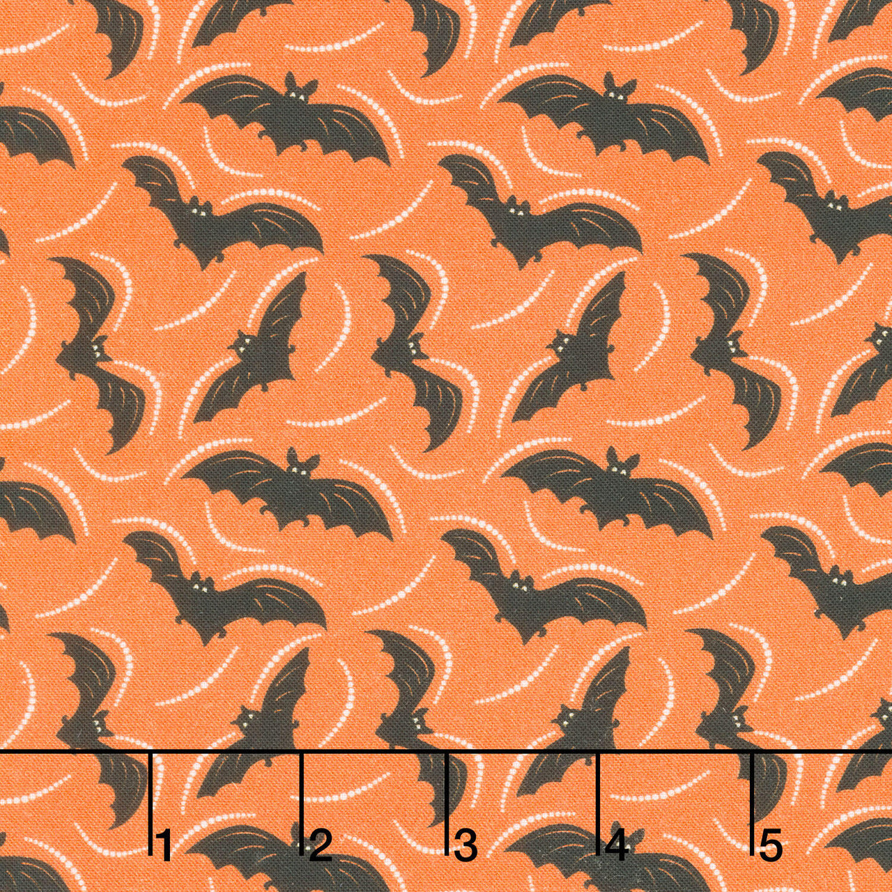 Midnight Masquerade - Batty Toss Orange Yardage