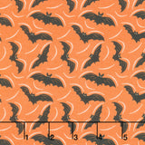 Midnight Masquerade - Batty Toss Orange Yardage