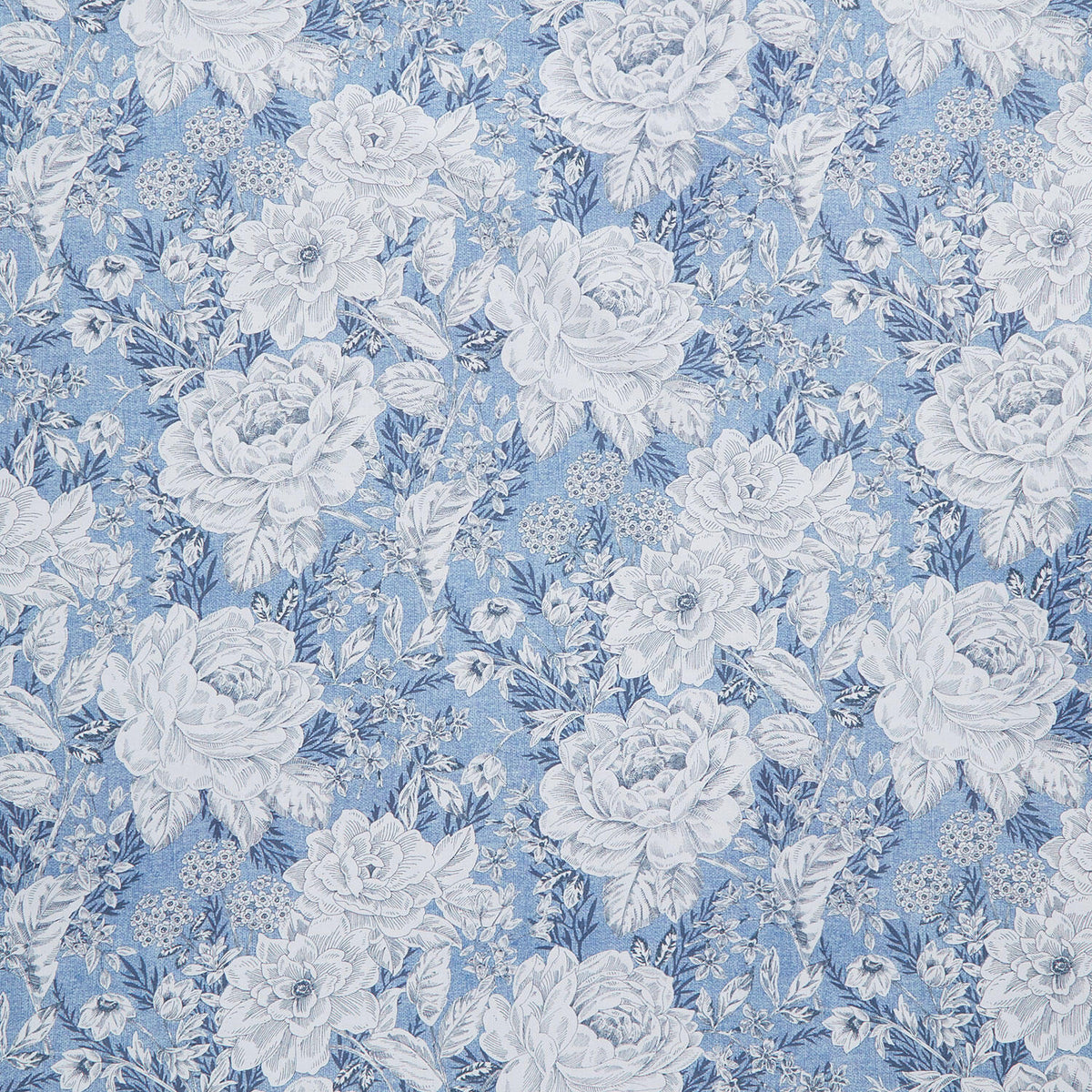 Charlotte - Vintage Floral Blue White 108" Wide Backing