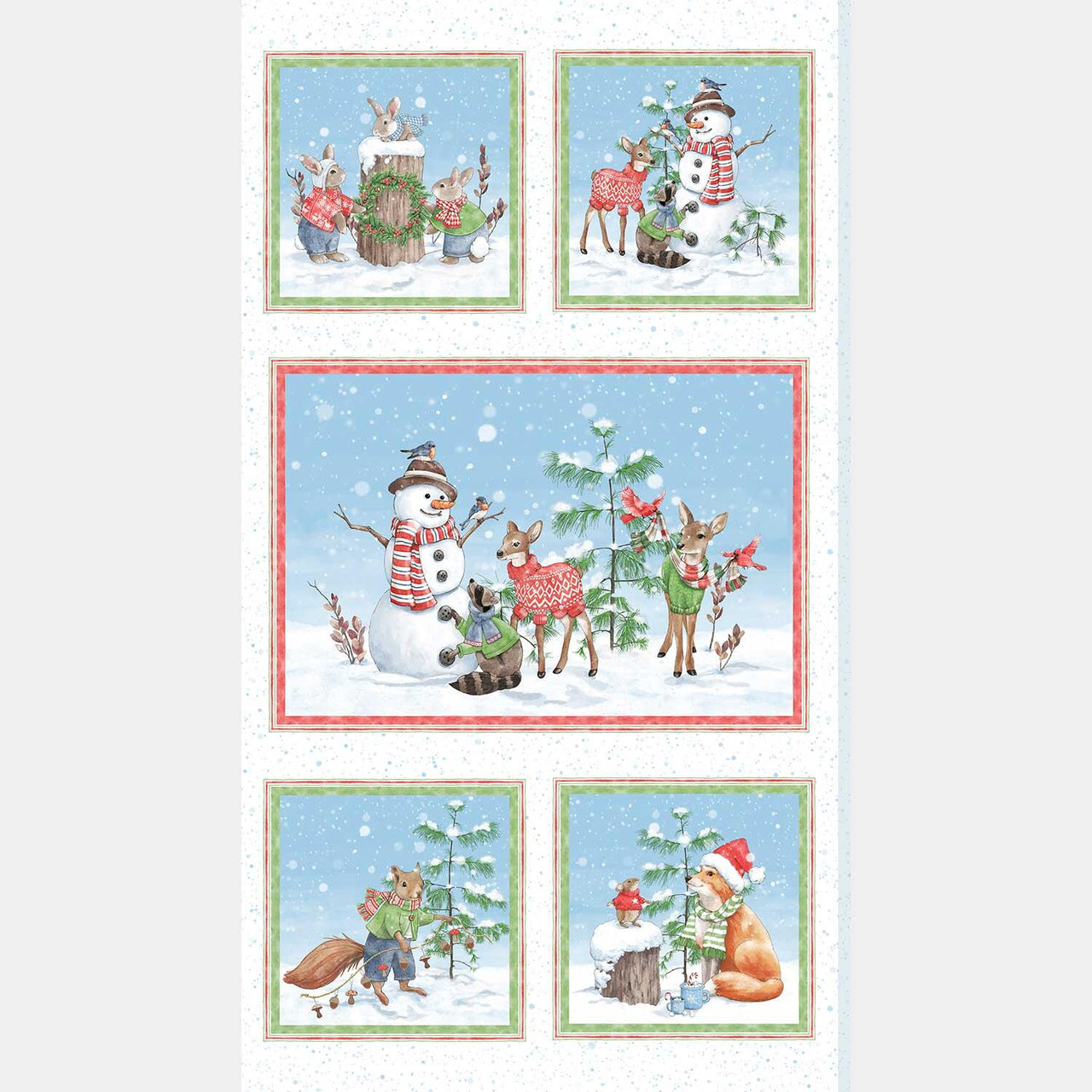 Frost Fable Snowman and Festive Friends Multi Panel