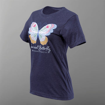 Missouri Star Sew-cial Butterfly T-shirt - Heather Midnight Navy - 2XL
