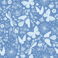 Ingrid's Wildflowers - Packed Tonal Birds and Insects Blue 108" Wide Backing 3 yd Cut