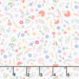 Ingrid's Wildflowers - Small Tossed Flowers White Yardage