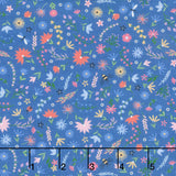 Ingrid's Wildflowers - Small Tossed Flowers Blue Yardage