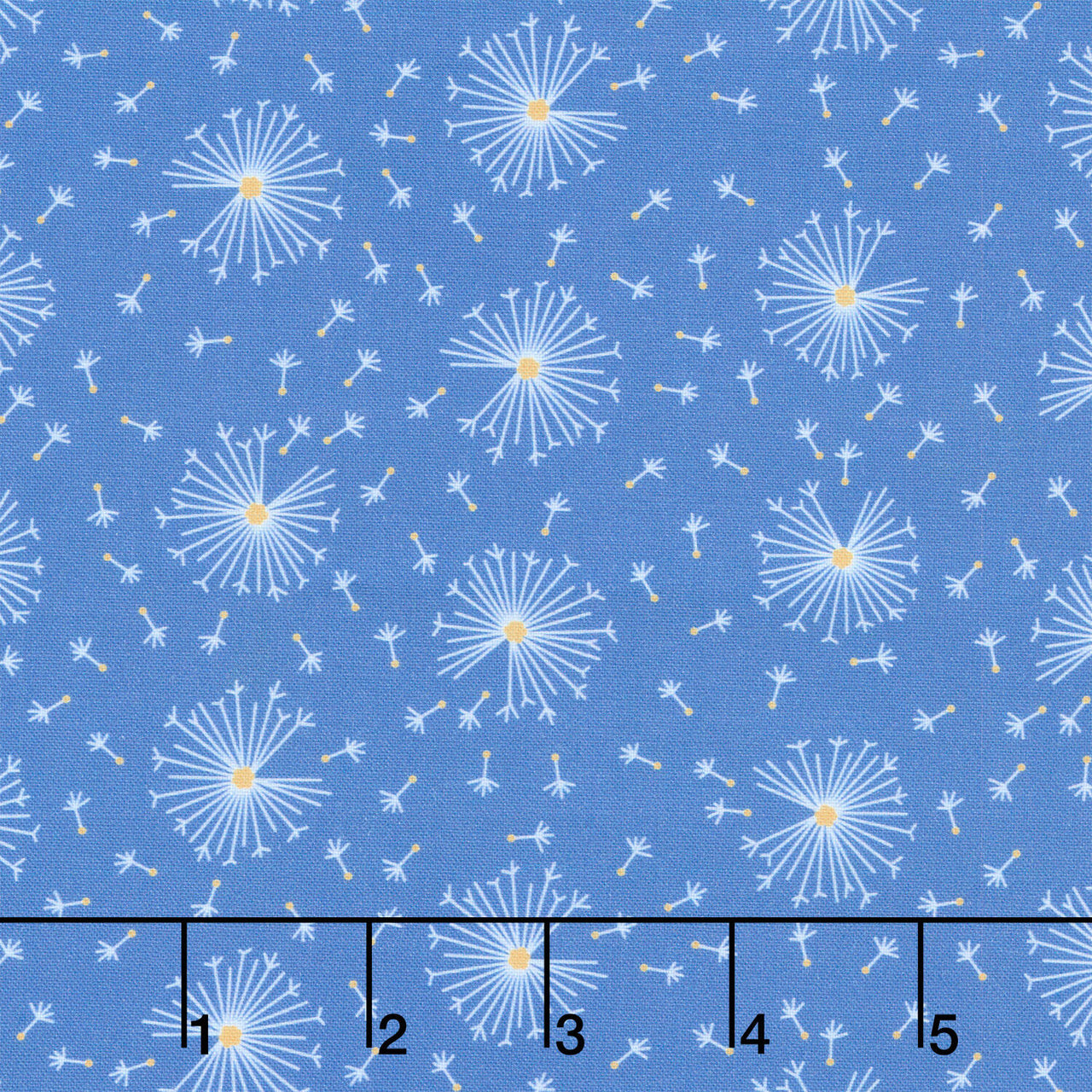 Ingrid's Wildflowers - Dandelions Blue Yardage