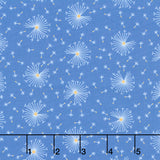 Ingrid's Wildflowers - Dandelions Blue Yardage