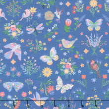Ingrid's Wildflowers - Birds and Florals Blue Yardage