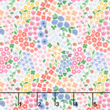 Ingrid's Wildflowers - Packed Flowers and Bugs White Yardage