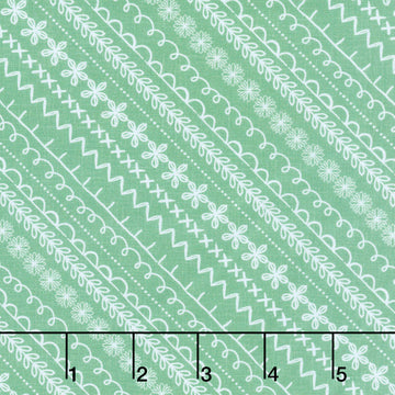 Ingrid's Wildflowers - Diagonal Stripe Green Yardage