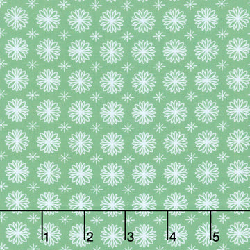 Ingrid's Wildflowers - Flower Grid Green Yardage