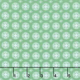 Ingrid's Wildflowers - Flower Grid Green Yardage