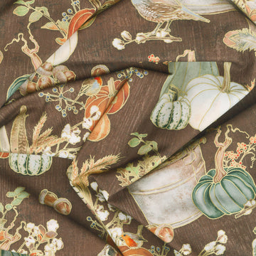 Warm Welcome - Pumpkins Walnut Metallic Yardage