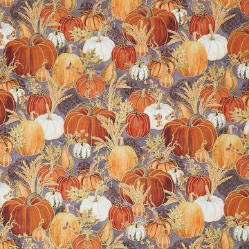 Warm Welcome - Pumpkins Graphite Metallic Yardage