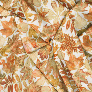 Warm Welcome - Leaves Orange Spice Metallic Yardage