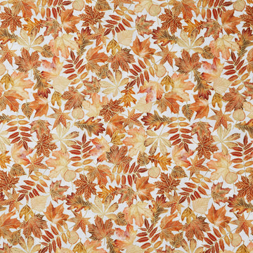Warm Welcome - Leaves Orange Spice Metallic Yardage