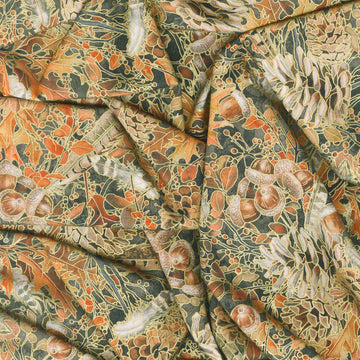 Warm Welcome - Pinecones Charcoal Metallic Yardage