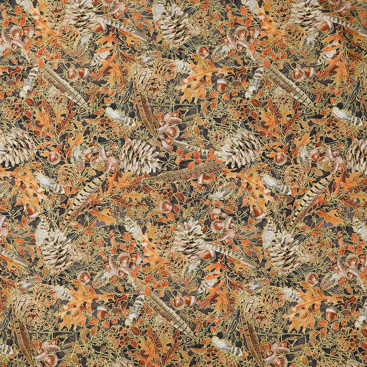Warm Welcome - Pinecones Charcoal Metallic Yardage