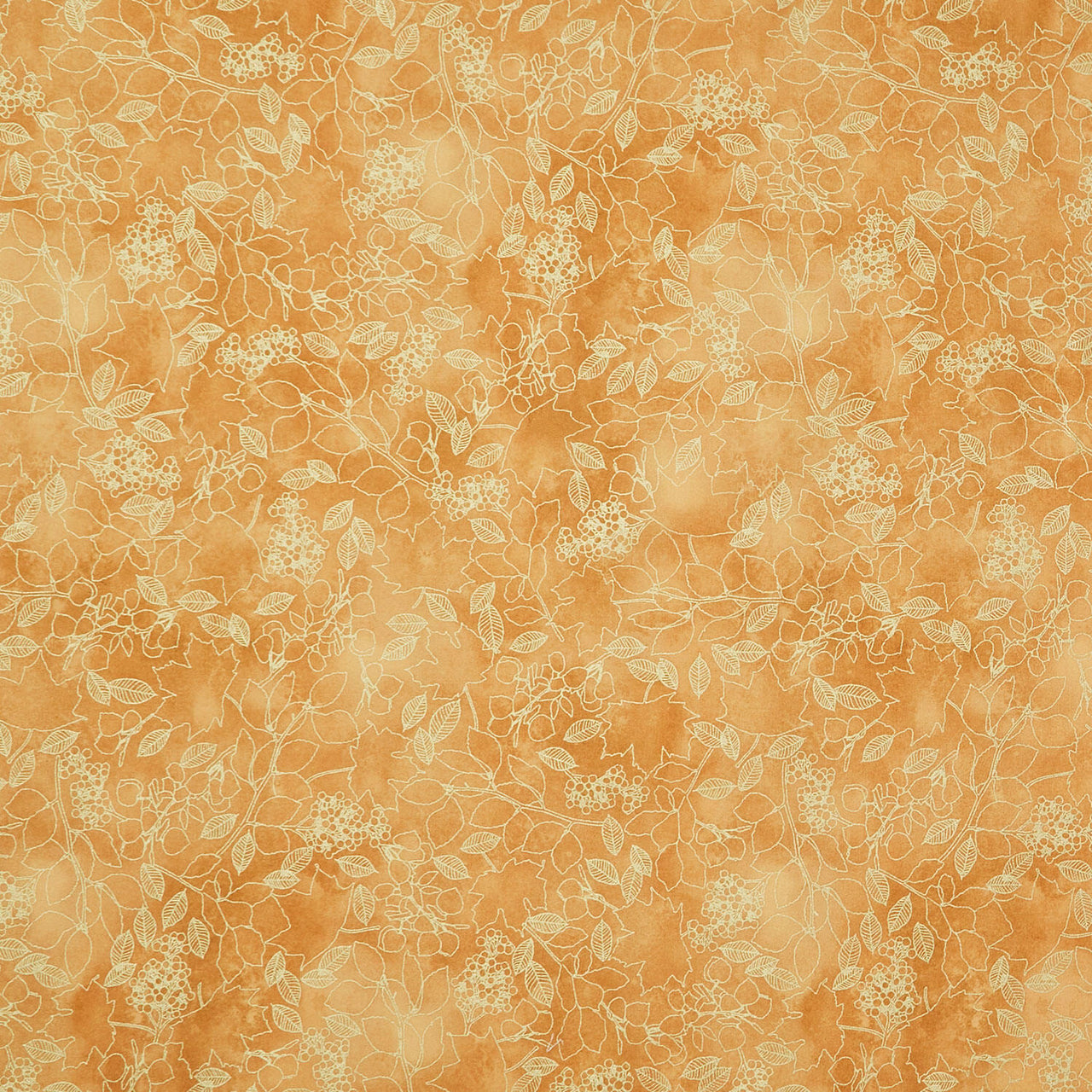 Warm Welcome - Leaves Amber Metallic Yardage