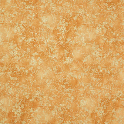 Warm Welcome - Leaves Amber Metallic Yardage