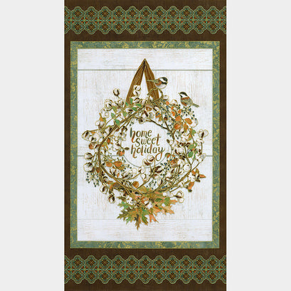 Warm Welcome - Wreath Walnut Metallic Panel
