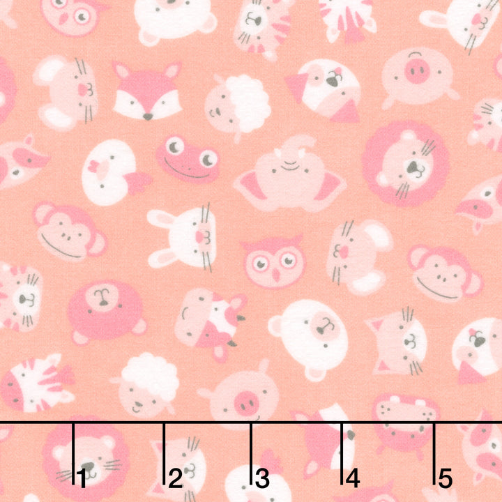 Cozy Cotton Flannels - Animals Peach Yardage