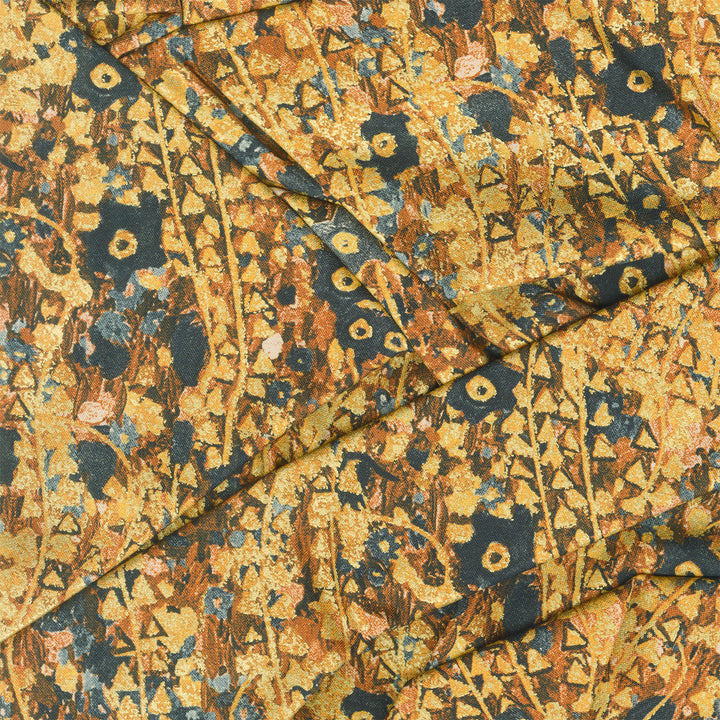 Gustav Klimt - Flowers Gold Metallic Yardage