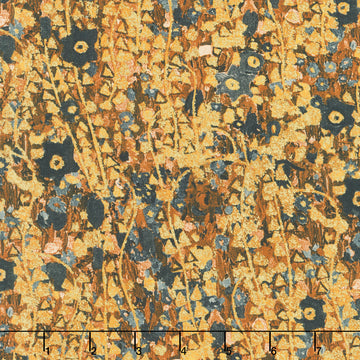 Gustav Klimt - Flowers Gold Metallic Yardage