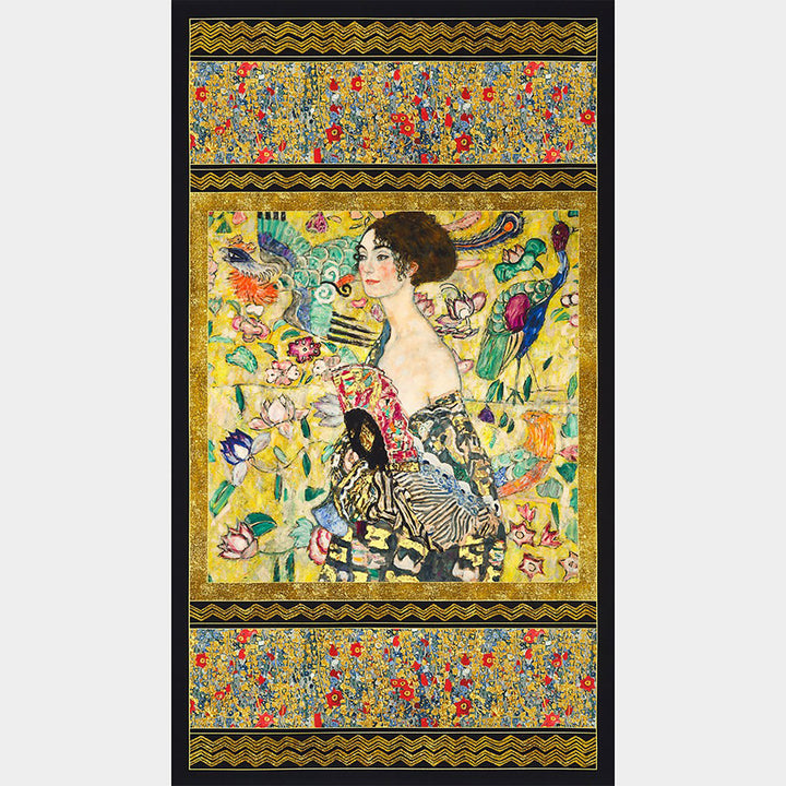 Gustav Klimt - Lady with a Fan Gold Metallic Panel