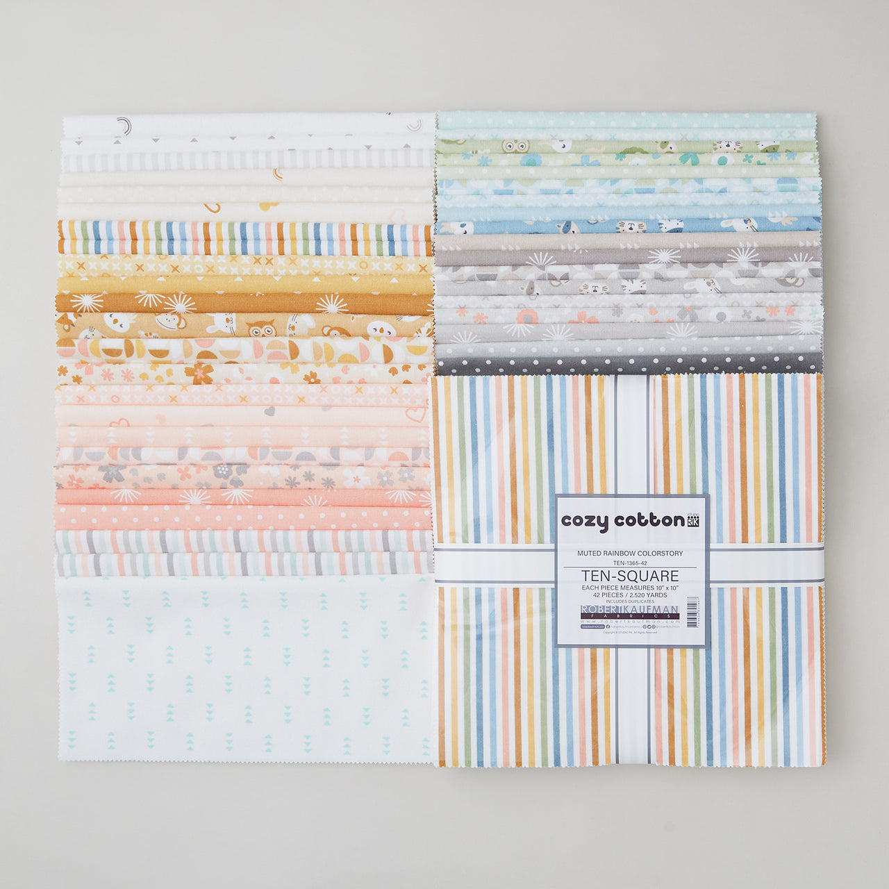 Cozy Cotton Flannels Muted Rainbow Colorstory Ten Squares