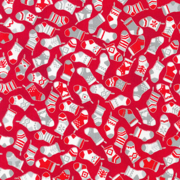 Holiday Charms - Stockings Scarlet 2 Yard Cut
