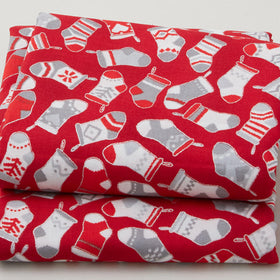 Holiday Charms - Stockings Scarlet 2 Yard Cut