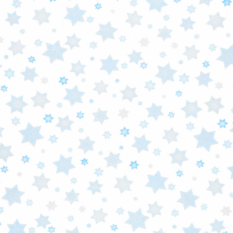 Stars of Light - Large Stars White Metallic 2 Yard Cut